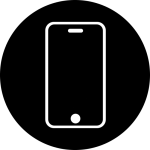 Black and white cell phone icon